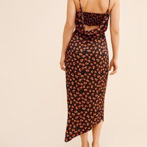 Anthropologie Sleeveless Draped-Back Asymmetrical Slip Midi Dress